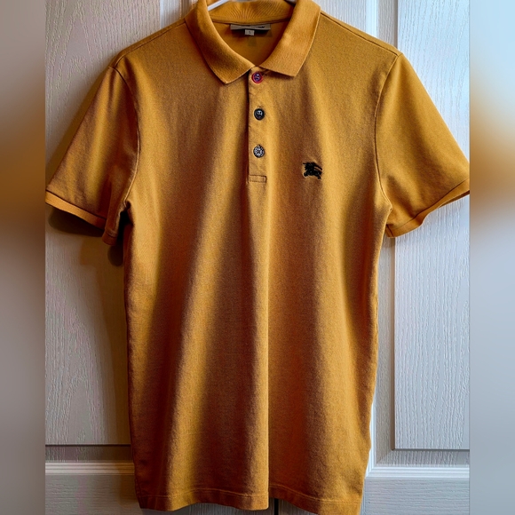 Burberry London, England Men,s XL Yellow Polo Shirt with Embroidered Logo - Picture 2 of 7